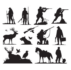 Hunting Man vector Silhouette illustration