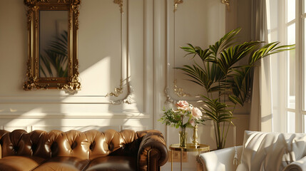 Modern style interior design 3d illustration