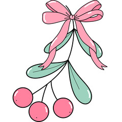 Coquette holly berries illustration