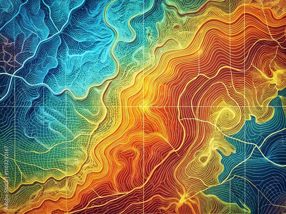 Poster abstract topographic map background for business concepts and geographical analysis with grid lines 