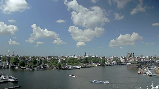 Amsterdam Skay Line from the Nemo Science Museum. Amsterdam, The Netherlands.