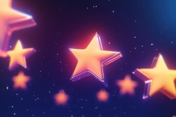A series of stars are floating in the sky, with one of them being the brightest