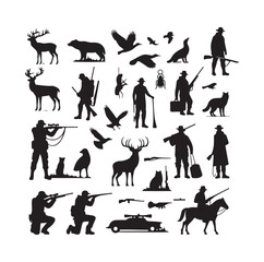 Hunting Man vector Silhouette illustration