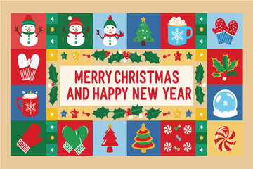 Vector illustrations with a Merry Christmas and Happy New Year 