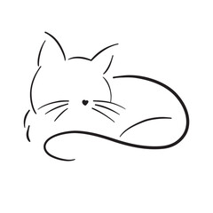 Line art of cat. Elegant vector illustration.