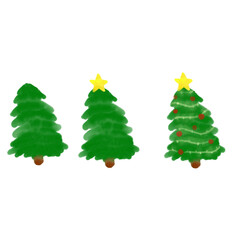 Christmas trees watercolor Illustration Holidays Hand Drawn