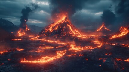 A vast wildfire with ash and embers filling the air
