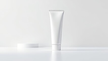 Landscape photo displayed on a white cosmetic tube and cap.