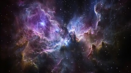 Obraz premium A 3D illustration of a space nebula ideal for use in scientific studies, research, and educational endeavors.