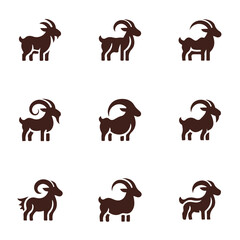 Goat animal icon logo with various variations