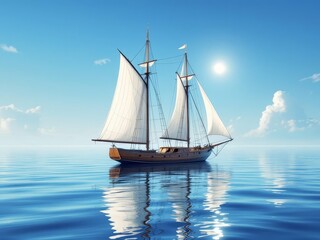 Obraz premium Midday calm, sailboat's gentle sway, rule of thirds framing.