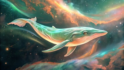 Celestial whale journey: fantastical cosmic exploration for digital art and design