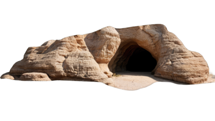 Sand cave entrance, desert landscape transparent background