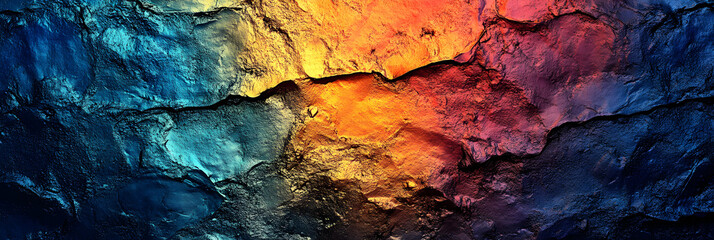 Fototapeta premium Abstract Metallic Texture, Fiery Hues & Deep Blues Intertwine, Creating a Dramatic, Textured Background Image.