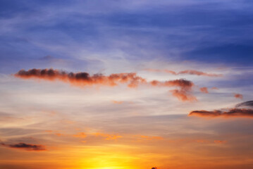 View of the cloudy sky on the morning background.