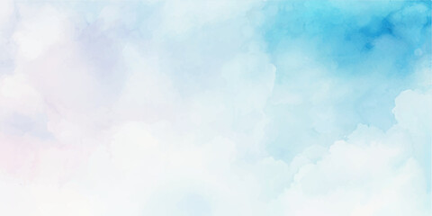 abstract watercolor background illustration. Light blue with watercolor Soft cloud in the sky background. abstract blue sky with clouds background.
