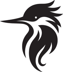 Kingfisher Silhouette:  A stylized kingfisher with a sharp beak and intricate feathers, a minimalist black and white design, perfect for nature, wildlife, and bird lovers. 