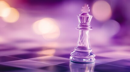 A lone gold chess king rises majestically on a purple base, a symbol of strategy and power.