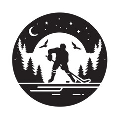 ice hockey player silhouette vector illustration