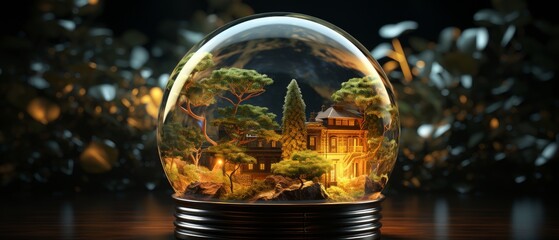 Earth Day Celebration with Nature and Lights in a Glass Dome