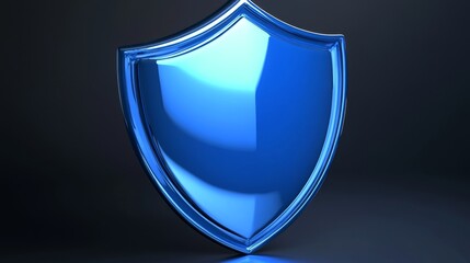 A sleek, high-tech shield with glowing edges floats against a dark, abstract backdrop, adorned with blue and orange digital sparks, symbolizing themes of cybersecurity.