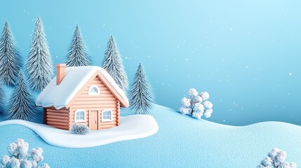 A Small Wooden Cabin Nestled in a Snowy Forest