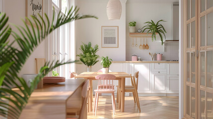 Modern style interior design 3d illustration