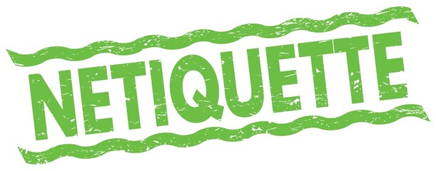 NETIQUETTE text on green lines stamp sign.