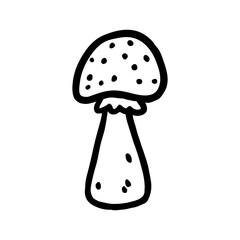 Mushroom isolated on a white background. Vector hand-drawn doodle illustration. Perfect for decorations, logo, various designs.