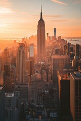 Naklejka premium New York City Skyline at Sunset