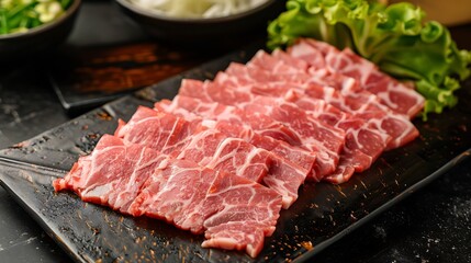 Fototapeta premium Slices of raw meat to be deep fried in oil