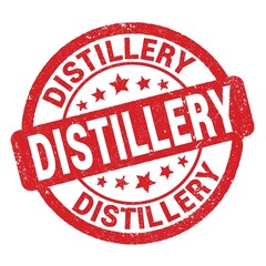 DISTILLERY text written on red round stamp sign.