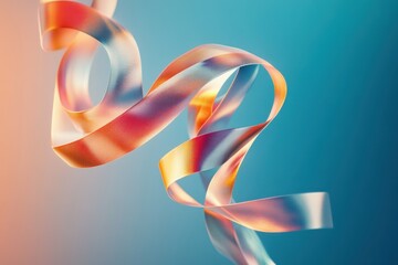A colorful ribbon is shown in a blue background