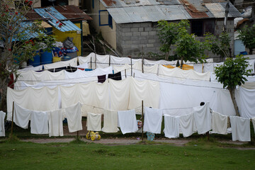 Cloths drying outdoor after being washed 