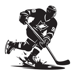 Obraz premium ice hockey player silhouette vector illustration