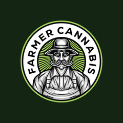 Cannabis Farmer Logo agriculture Green Plant Vector Design