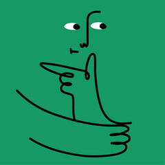 Abstract cute mascot doodle face emoji with puzzled face emotions. Colorful avatar design face doing funny hand gesture and emotion in simple doodle art style