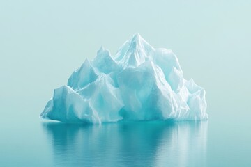 A large ice block sits on the surface of the water