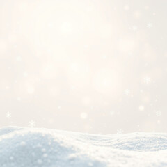 Soft white background with scattered snowflakes, snowy scene, serene, winter wonderland, frosty