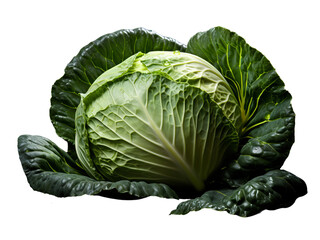 Fototapeta premium Fresh green cabbage with tightly packed leaves, perfect for healthy meals.