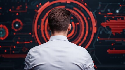 Business Operations Productivity Management concept. Digital transformation interactive interface mapping productivity solutions, a manager analyzing the future of work