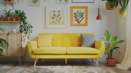 Modern style interior design 3d illustration
