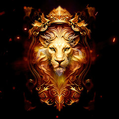 Golden Lion with Crown