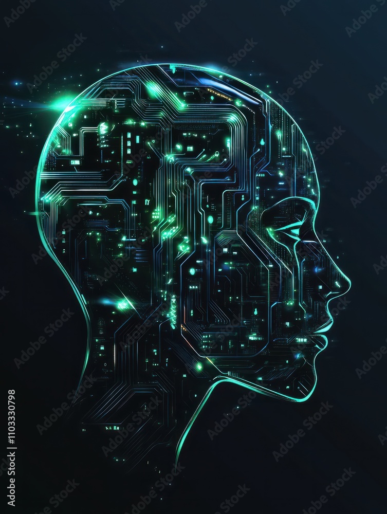 Poster artificial intelligence logo. artificial intelligence and machine learning concept. vector symbol ai