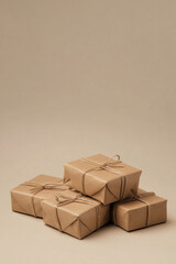 Fototapeta premium Brown Christmas vertical background for greeting and marketing campaign