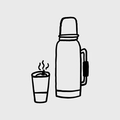 Thermos and Steaming Cup Illustration