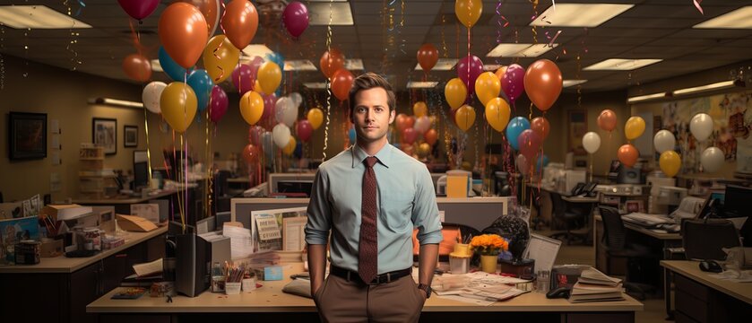 Employee Appreciation Day Celebration in Office with Balloons