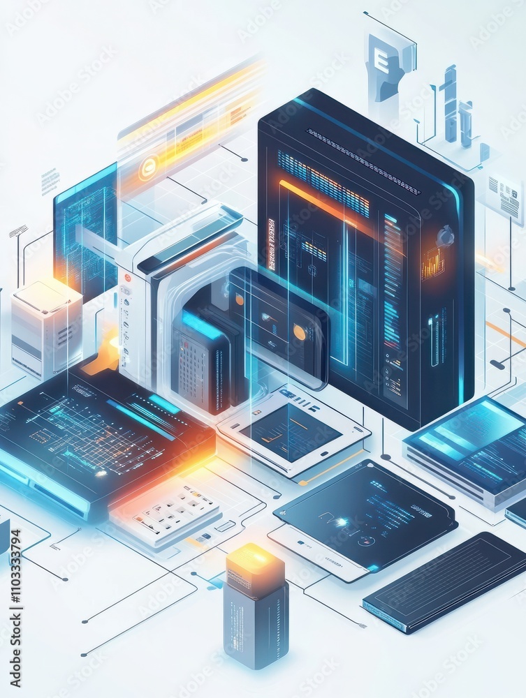 Poster business applications abstract concept vector illustration set. packaged software, fintech technolog
