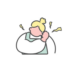肩が凝り固まって辛いシンプルな線画女性　イラスト　
