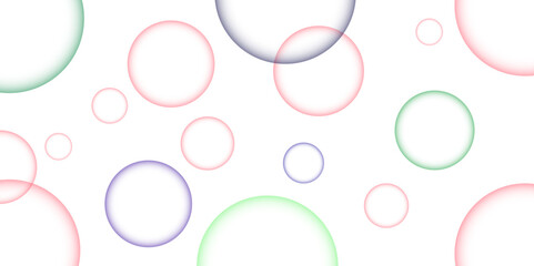 Blue, green, red, and pink realistic  bubble background. 3d abstract foam sphere banner bg. Cleaning or laundry illustration with floating shampoo orb panorama design